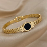 Vintage Roman Letters Wide Bracelet Bangle Titanium Steel