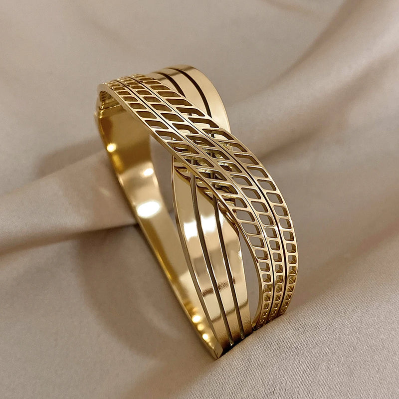 Chunky Metal Wide Bracelet Bangle Charm Jewelry