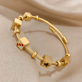 Heart Love Stars Charm Stainless Steel Bangle Bracelet 18k Plated Jewelry