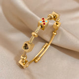 Heart Love Stars Charm Stainless Steel Bangle Bracelet 18k Plated Jewelry