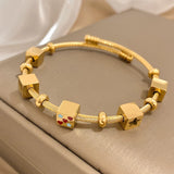 Heart Love Stars Charm Stainless Steel Bangle Bracelet 18k Plated Jewelry