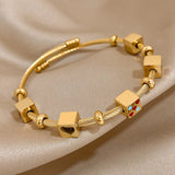 Heart Love Stars Charm Stainless Steel Bangle Bracelet 18k Plated Jewelry
