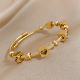 Heart Love Stars Charm Stainless Steel Bangle Bracelet 18k Plated Jewelry