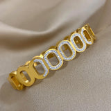 Rhinestone Oval Steel Bangles Bracelets for Women