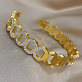 Rhinestone Oval Steel Bangles Bracelets for Women