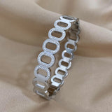 Rhinestone Oval Steel Bangles Bracelets for Women