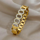 Rhinestone Oval Steel Bangles Bracelets for Women