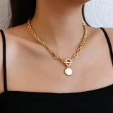Round Pendant Necklace Silver Chain Jewelry for Women Girls