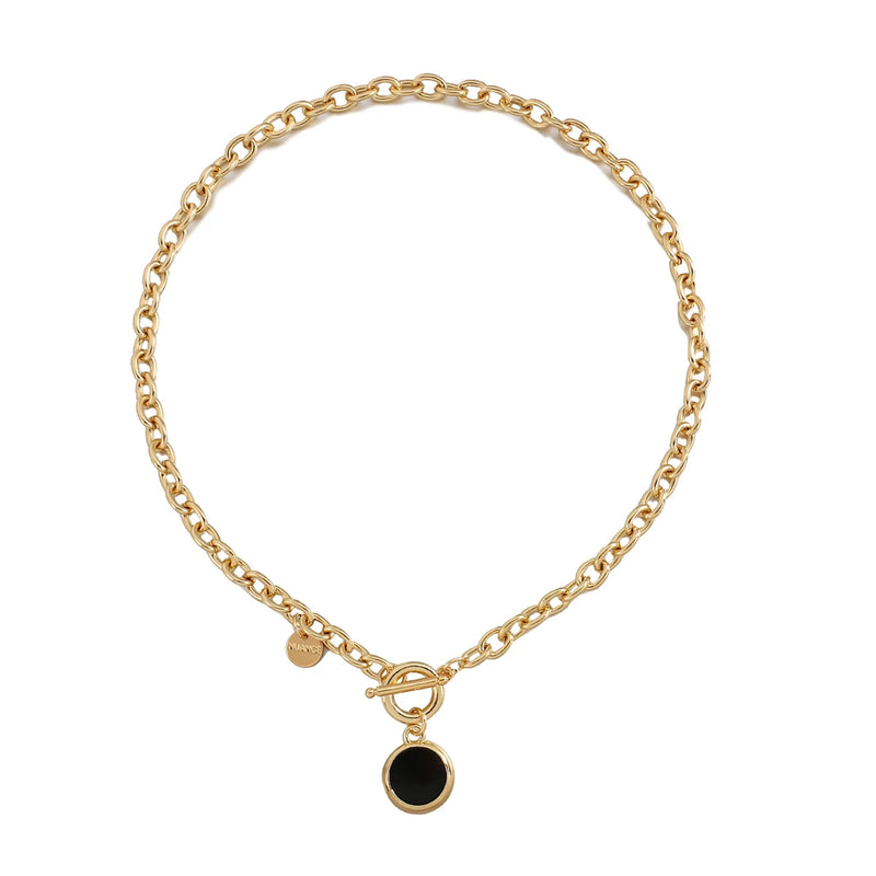 Round Pendant Necklace Silver Chain Jewelry for Women Girls