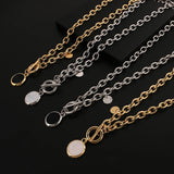 Round Pendant Necklace Silver Chain Jewelry for Women Girls