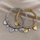 Heart Stainless Steel Charm Bangles Bracelets for Women Plated Waterproof Gift