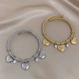 Heart Stainless Steel Charm Bangles Bracelets for Women Plated Waterproof Gift