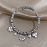 Heart Stainless Steel Charm Bangles Bracelets for Women Plated Waterproof Gift
