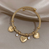 Heart Stainless Steel Charm Bangles Bracelets for Women Plated Waterproof Gift