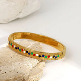 Enamel Stainless Steel Bangles for Women Waterproof Jewelry Gift