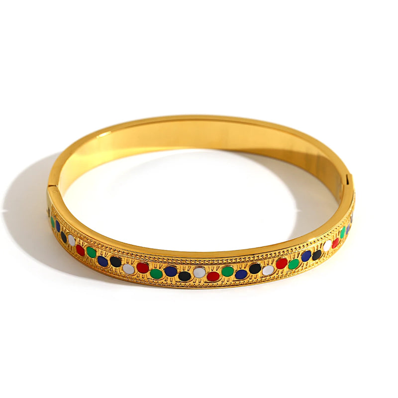 Enamel Stainless Steel Bangles for Women Waterproof Jewelry Gift