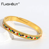 Enamel Stainless Steel Bangles for Women Waterproof Jewelry Gift