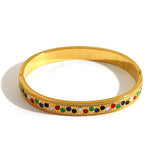 Enamel Stainless Steel Bangles for Women Waterproof Jewelry Gift