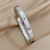 Multicolor Rhinestones Charm Eye Stainless Steel Bangle