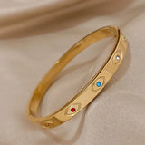Multicolor Rhinestones Charm Eye Stainless Steel Bangle