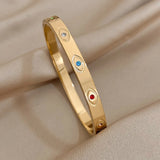 Multicolor Rhinestones Charm Eye Stainless Steel Bangle
