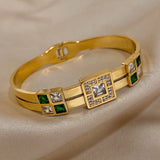 Green Crystal Stainless Steel Bracelet for Women