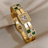 Green Crystal Stainless Steel Bracelet for Women