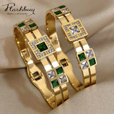 Green Crystal Stainless Steel Bracelet for Women