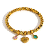 Crystal Stones Stainless Steel Bangle Bracelet Charm Plated Gift