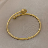 Zircon Heart Charm Stainless Steel Bangle Bracelet