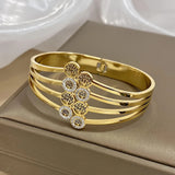 Rhinestone Tree of Life Steel Bangle Bracelet Waterproof Jewelry