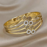 Rhinestone Tree of Life Steel Bangle Bracelet Waterproof Jewelry