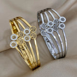 Rhinestone Tree of Life Steel Bangle Bracelet Waterproof Jewelry