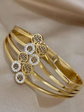 Rhinestone Tree of Life Steel Bangle Bracelet Waterproof Jewelry