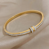 Rhinestone Stainless Steel Bangles for Women Waterproof Jewelry Gift