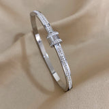 Rhinestone Stainless Steel Bangles for Women Waterproof Jewelry Gift
