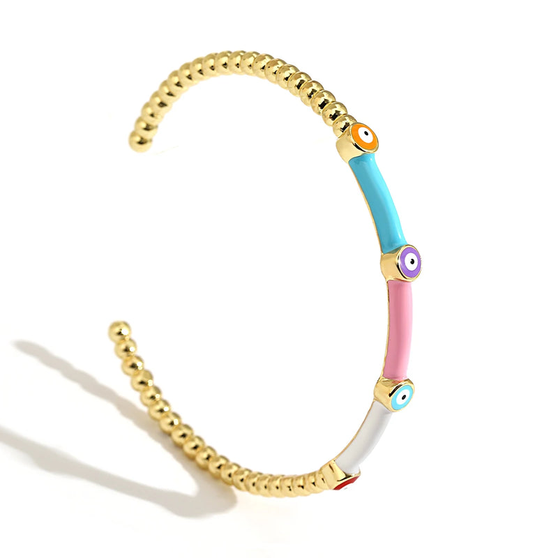 Colorful Evil Eye Bangle Bracelet Stainless Steel