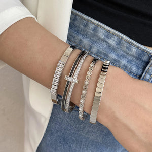 Zircon Silver Bangles for Women