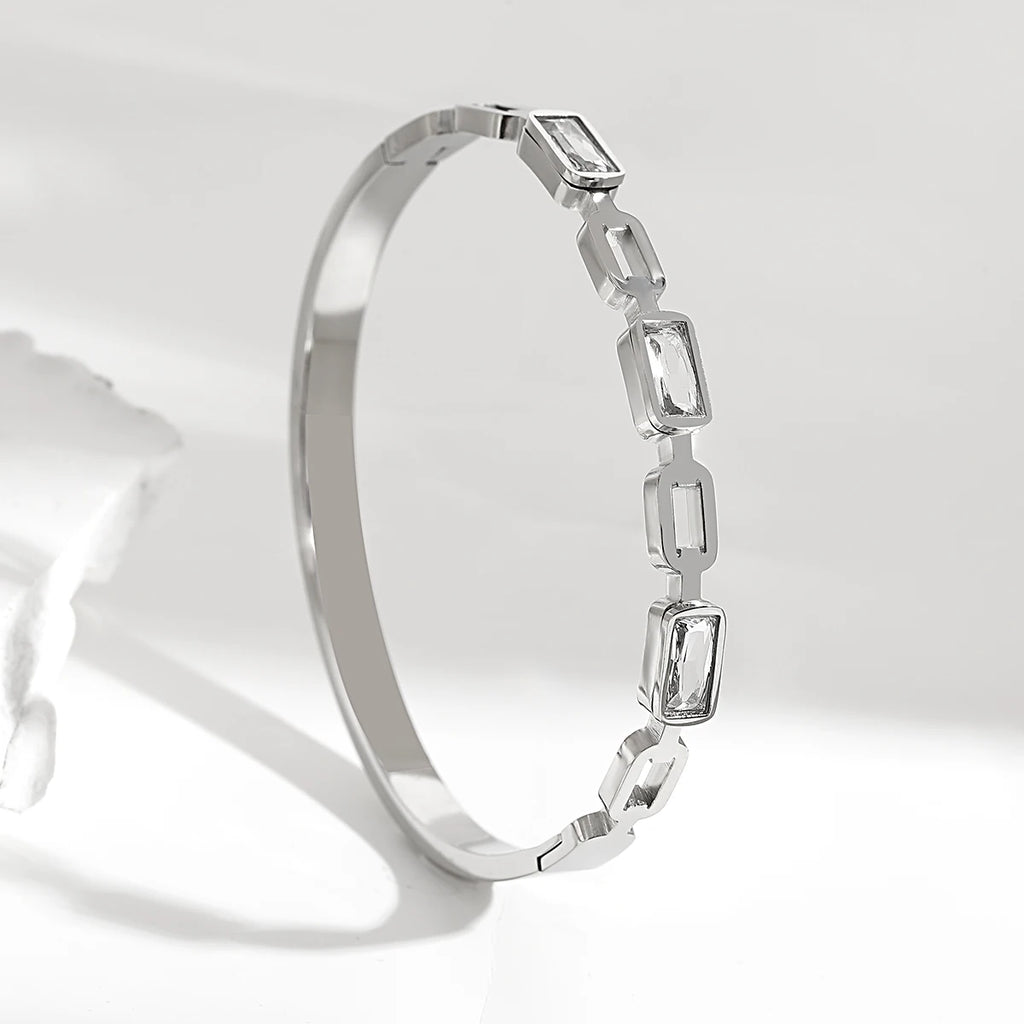 Zircon Silver Bangles for Women