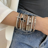 Zircon Silver Bangles for Women