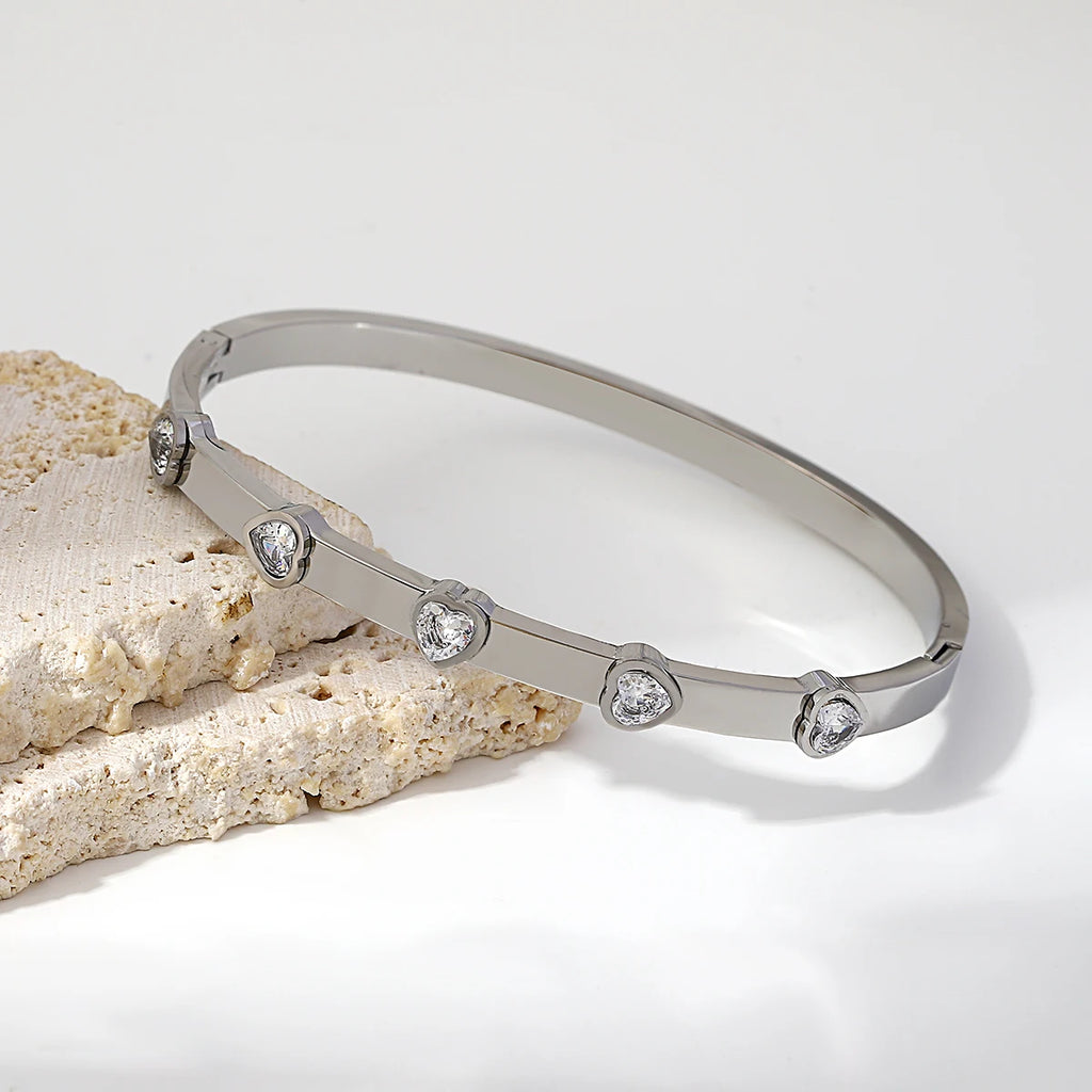 Zircon Silver Bangles for Women