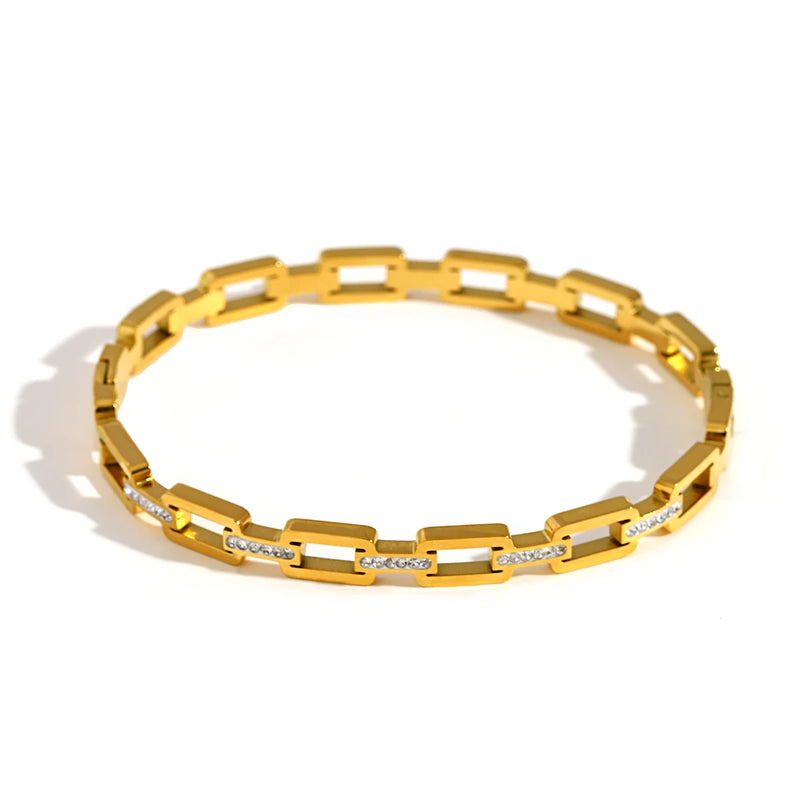 Zircon Stainless Steel Bangles Bracelets for Women Charm Plated