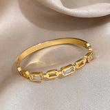 Zircon Stainless Steel Bangles Bracelets for Women Charm Plated