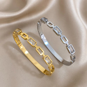 Zircon Stainless Steel Bangles Bracelets for Women Charm Plated