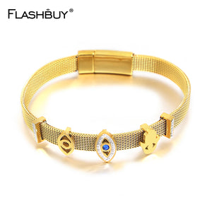 Evil Eye Stainless Steel Bracelet Magnetic Buckle Strap