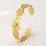Vintage Evil Eye Green Stone Bangle Bracelet