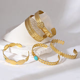 Vintage Evil Eye Green Stone Bangle Bracelet