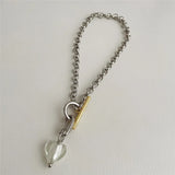 Vintage Glass Heart Pendant Necklace For Women Punk Metal Chokers