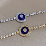 Zircon Stainless Steel Chain Bracelet Acrylic Round Pendant Bra