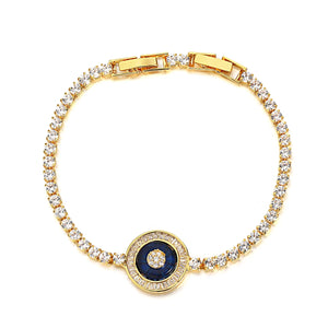 Zircon Stainless Steel Chain Bracelet Acrylic Round Pendant Bra